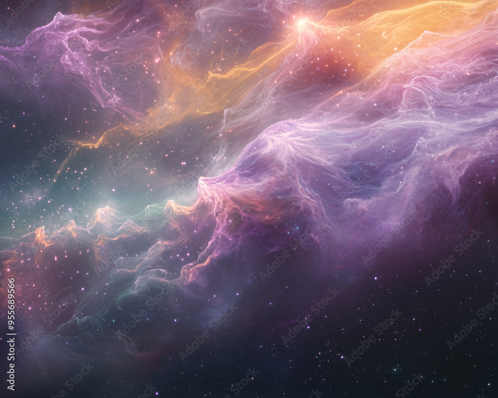 Abstract Waves of Light and Color Representing the Vastness of Space for Sci-Fi and Fantasy-Themed Designs Abstract Waves of Light and Color Representing the Vastness of Space for Sci-Fi and Fantasy-Themed Designs