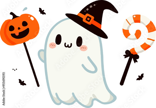 cute cartoon vectod halloween ghost