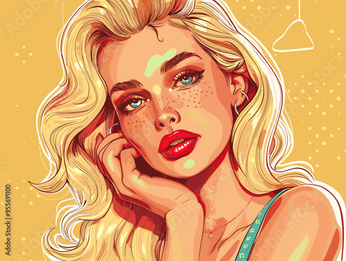 Beautiful blonde woman. Pop art retro vector illustration. Comic book style imitation