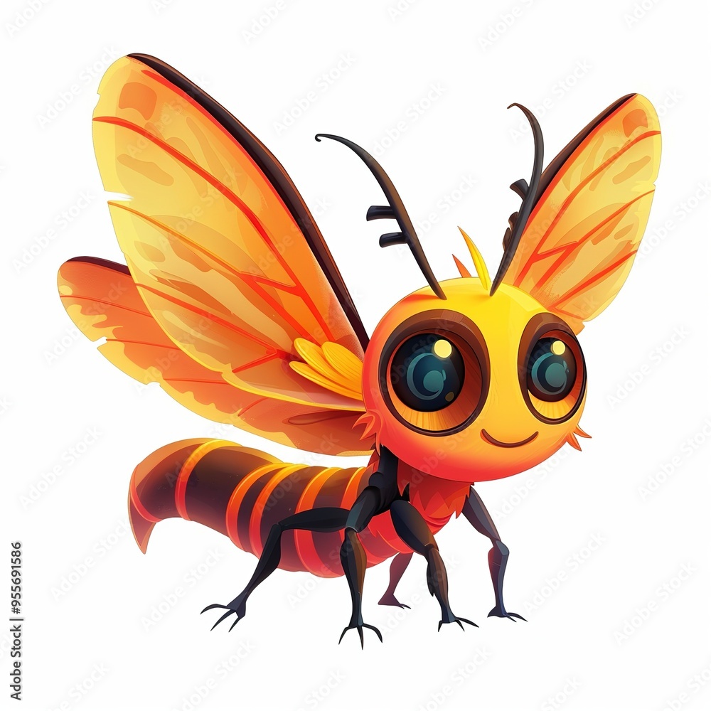 Fototapeta premium Firefly Trust emotion fantasy animal cartoon isolated whitebackground
