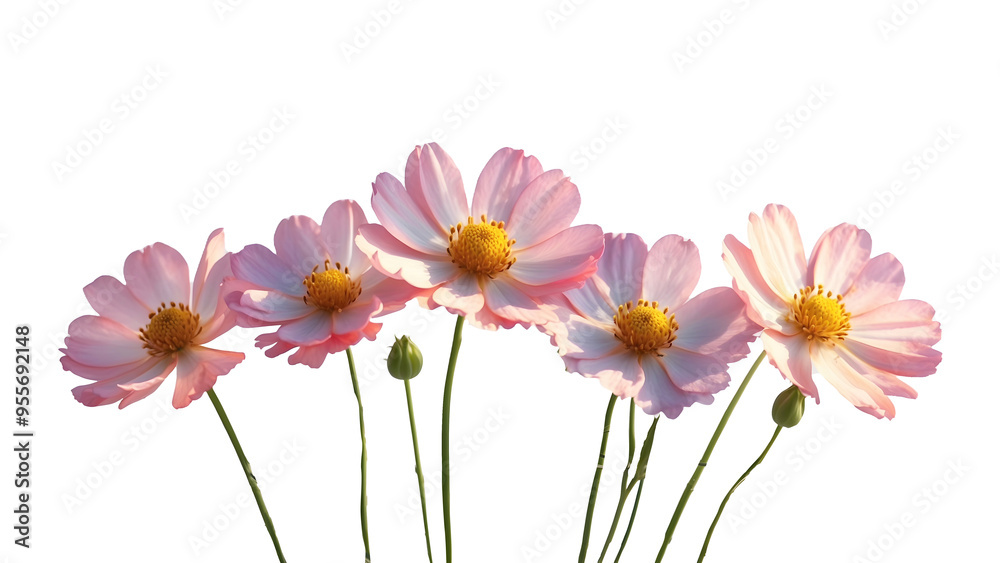 Charming Pink Flowers with Bright Yellow Centers, Perfect for Any Design Charming Pink Flowers with Bright Yellow Centers, Perfect for Any Design