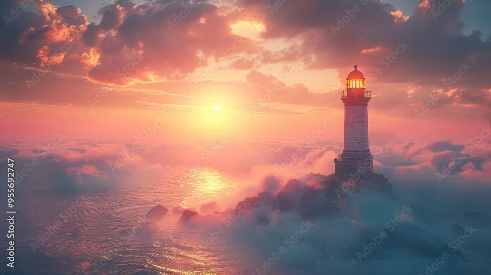 lighthouse atop a cloud, beaming dreams to lost sailors lighthouse atop a cloud, beaming dreams to lost sailors