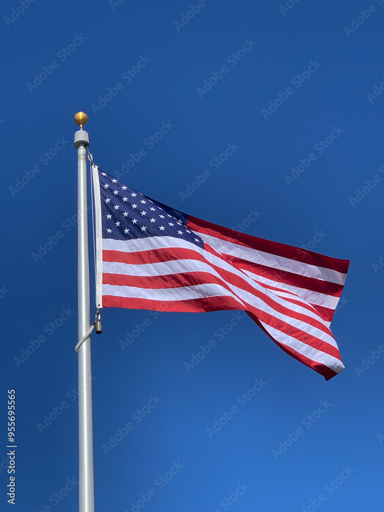 Stars And Stripes In The Sky. USA Flag. Stars And Stripes In The Sky. USA Flag.