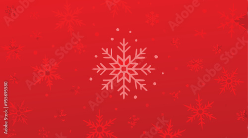 Christmas Red Background with Snowflakes, Festive Red Gradient Design with Delicate Texture, Christmas Decorative Style, Perfect for Holiday Themes, High-Resolution Flat Design, Seasonal Atmosphere