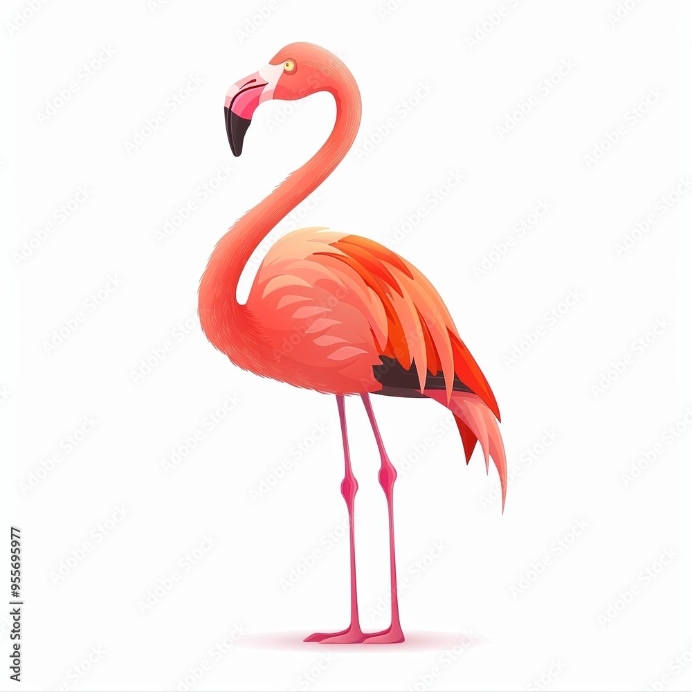 Fototapeta premium Flamingo Light element animal cartoon isolated whitebackground 16:9