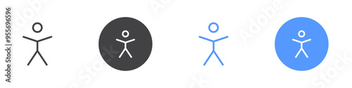 Accessibility icon Flat set in black and white color