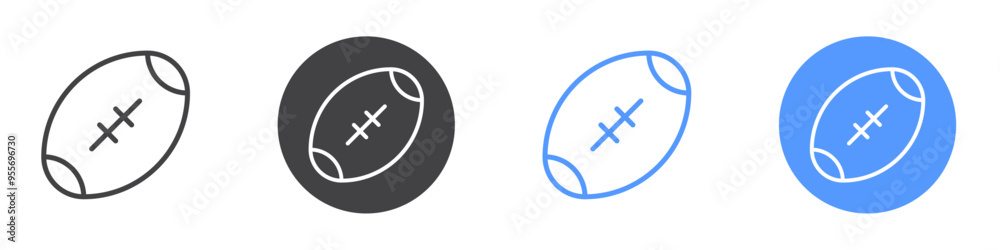 American football icon Flat set in black and white color American football icon Flat set in black and white color