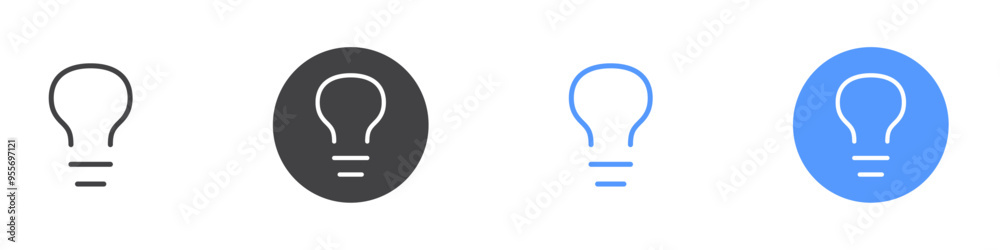 Bulb icon Flat set in black and white color Bulb icon Flat set in black and white color
