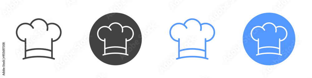 Chef icon Flat set in black and white color