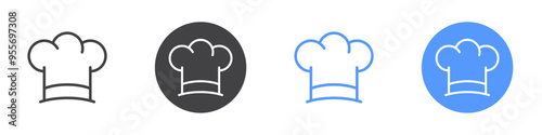 Chef icon Flat set in black and white color