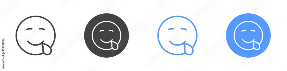 Drooling icon Flat set in black and white color Drooling icon Flat set in black and white color