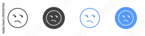 Displeased icon Flat set in black and white color