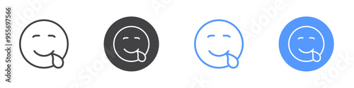 Drooling icon Flat set in black and white color