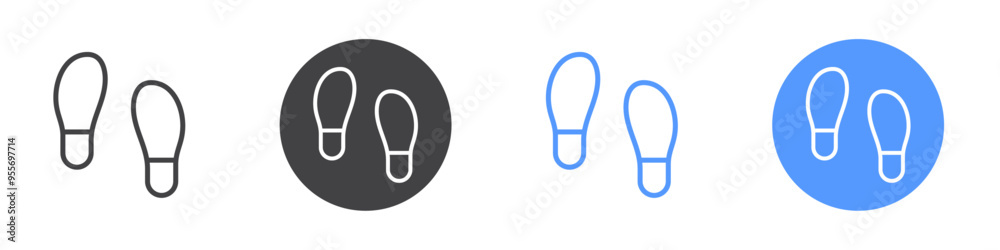 Footstep icon Flat set in black and white color Footstep icon Flat set in black and white color