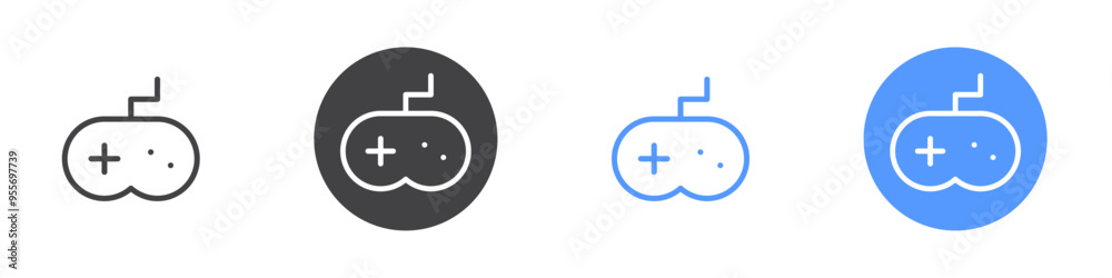 Gaming pad icon Flat set in black and white color Gaming pad icon Flat set in black and white color