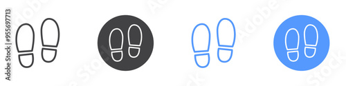 Footprint icon Flat set in black and white color