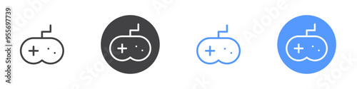 Gaming pad icon Flat set in black and white color