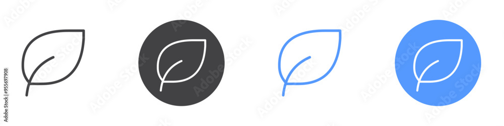 Leaf icon Flat set in black and white color Leaf icon Flat set in black and white color