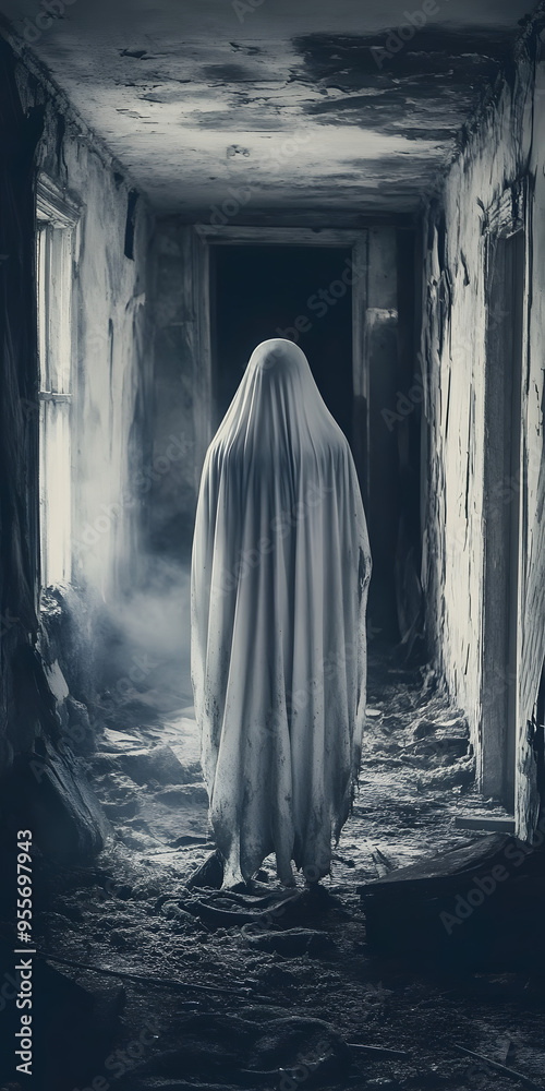Ghost floating peacefully in a haunted house Ghost floating peacefully in a haunted house
