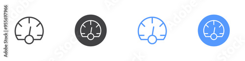 Meter icon Flat set in black and white color