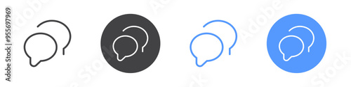 Messages icon Flat set in black and white color