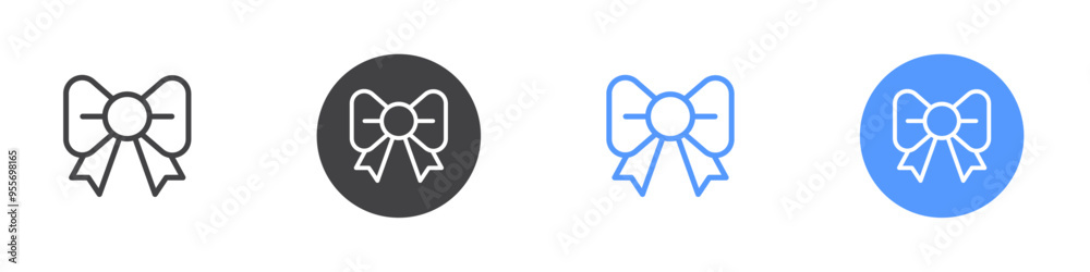 Ribbon bow icon Flat set in black and white color Ribbon bow icon Flat set in black and white color