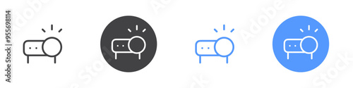 Projector icon Flat set in black and white color