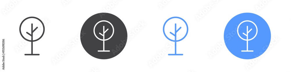 Tree icon Flat set in black and white color Tree icon Flat set in black and white color