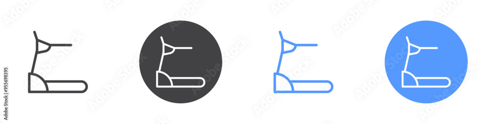 Treadmill icon Flat set in black and white color Treadmill icon Flat set in black and white color