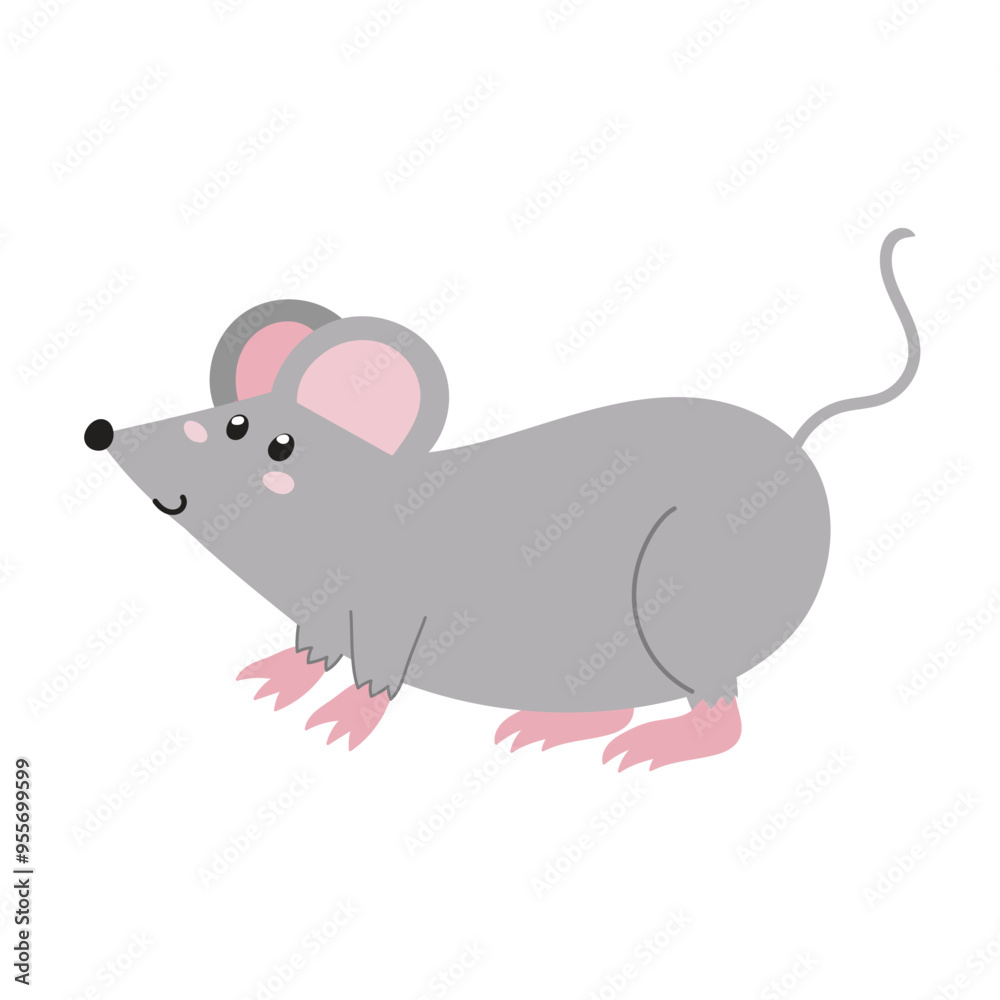 Cute mouse character isolated on white background. Mice animal in cartoon style for kids design. Vector illustration Cute mouse character isolated on white background. Mice animal in cartoon style for kids design. Vector illustration