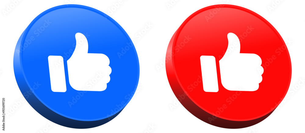 3d blue like icon button. social media notification icons set in 3d modern style , thumbs up icons - social network post reactions icon collection vector set 3d blue like icon button. social media notification icons set in 3d modern style , thumbs up icons - social network post reactions icon collection vector set