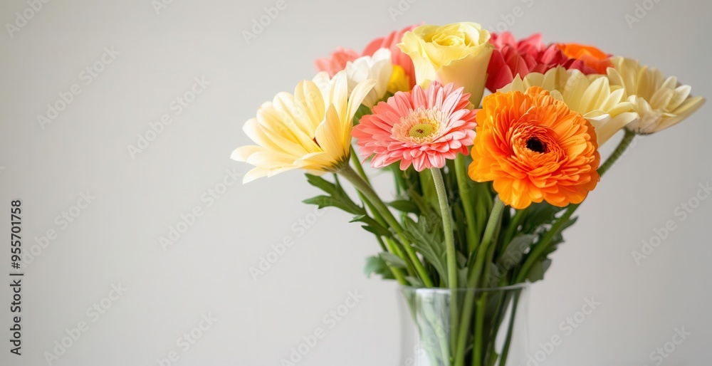 Fresh flowers being arranged in a vase, Monday morning, uplifting and cheerful Fresh flowers being arranged in a vase, Monday morning, uplifting and cheerful
