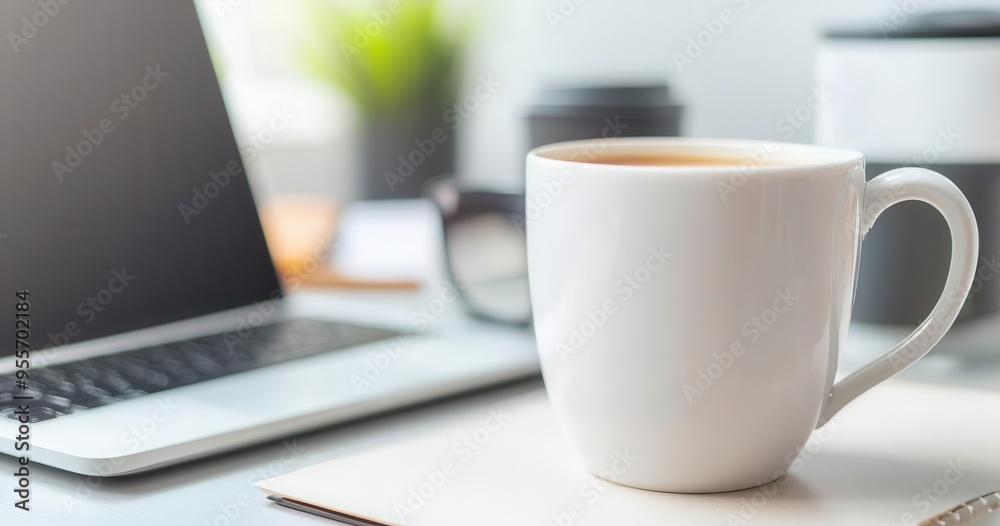 Office desk setup with motivational quotes, Monday morning, inspiring and motivating Office desk setup with motivational quotes, Monday morning, inspiring and motivating