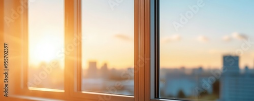 Sunlight streaming through office windows, Monday morning, energizing and optimistic