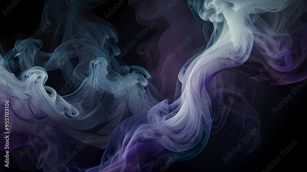 Whirling smoke patterns intertwining in a dance of light and dark tones Whirling smoke patterns intertwining in a dance of light and dark tones