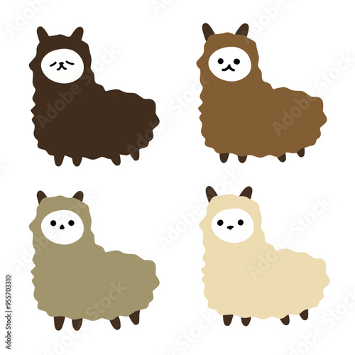 Cute Llama Vector | Various Expressions | Minimalist Design | 4 Vectors