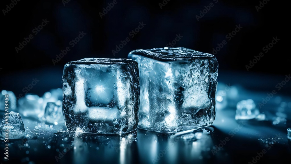 Ice cubes on black background. Textured cold frosty surface of ice block. Crystal clear ice cubes with glacial texture. Ice cubes frozen water blue banner background backdrop wallpaper Ice cubes on black background. Textured cold frosty surface of ice block. Crystal clear ice cubes with glacial texture. Ice cubes frozen water blue banner background backdrop wallpaper
