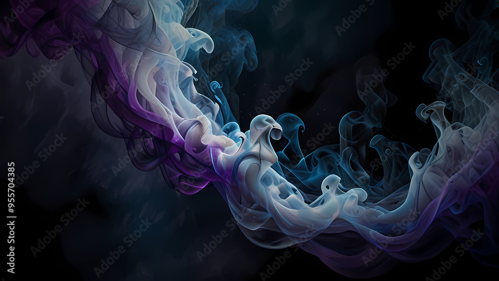 Whirling smoke patterns intertwining in a dance of light and dark tones Whirling smoke patterns intertwining in a dance of light and dark tones
