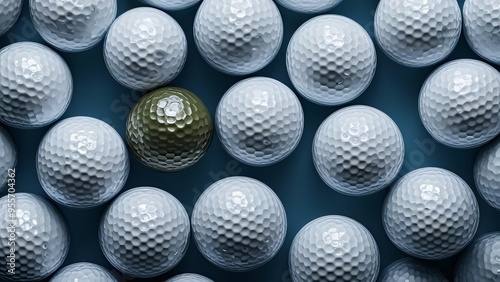 Many golf balls together closeup isolated on white. Textured background of used golf balls. Professional sports industry, equipment hobby participation. White golf balls background. Banner. Close up 