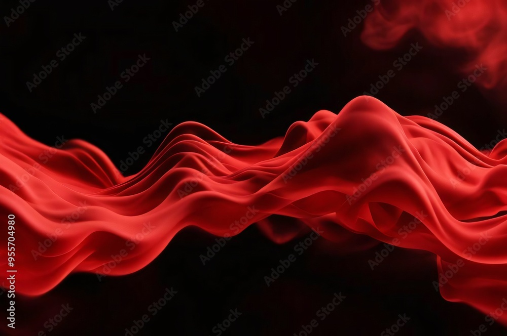 Fototapeta premium Abstract red background with smoke. Red smoke on black. Abstract red smoke on black background. Flowing air humidifier swirl in atmospheric image. Soft smoke red cloudy texture background
