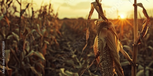 The drought afflicted corn harvest in Hungary European Union Dehydrated corn due to the drought Corn dried up photo