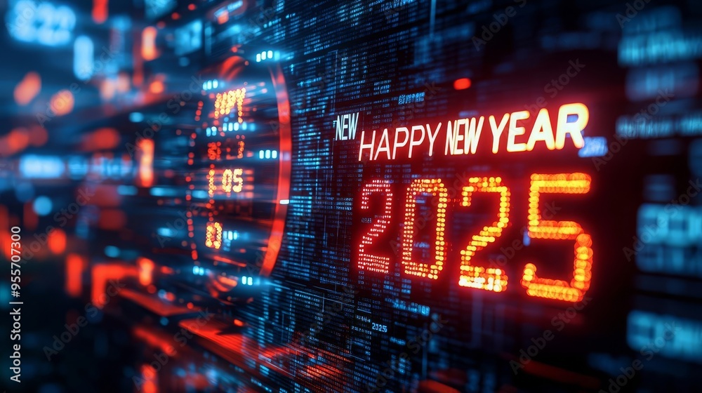 Happy New Year 2025 Digital Countdown Timers A modern digital countdown timer displayed on a screen Happy New Year 2025 Digital Countdown Timers A modern digital countdown timer displayed on a screen