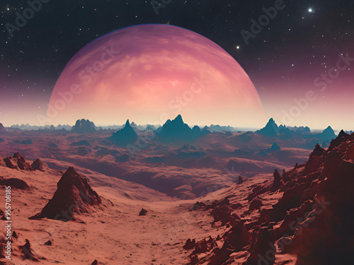 Ethereal Heights: A Planet Enveloped in Nebulae