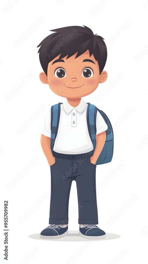 Cute little schoolboy with backpack Cute little schoolboy with backpack