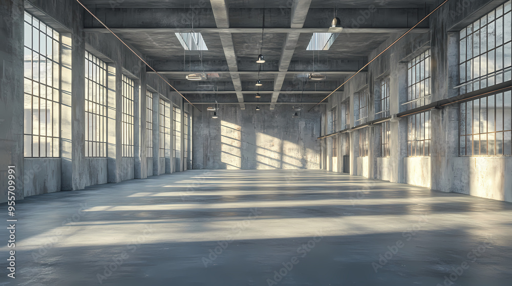 Factory or warehouse or industrial building. modern interior design .empty space for industry background. 3d render. Industrial. Illustration Factory or warehouse or industrial building. modern interior design .empty space for industry background. 3d render. Industrial. Illustration
