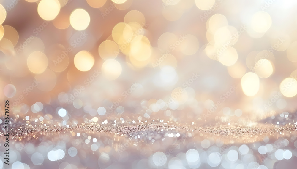 A macro photograph capturing a blurred image of a shiny surface with Christmas lights in the background, creating a festive winter atmosphere