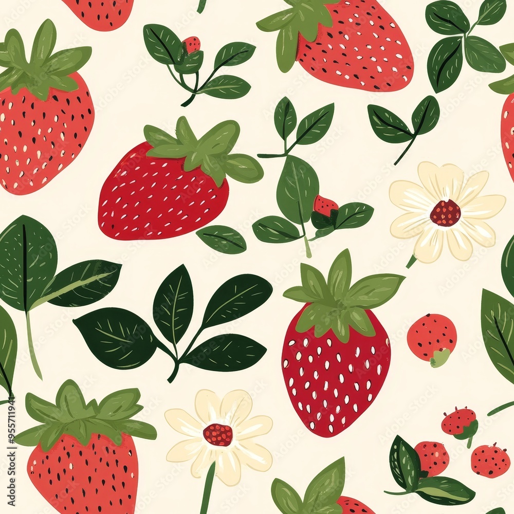 strawberry pattern banner wallpaper, simple strawberry pattern banner wallpaper, simple