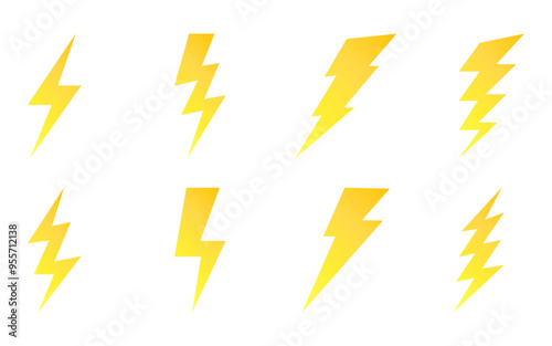 Thunderbolt flash icon power electricity lightning charge energy sign symbol battery buttons vector icons set