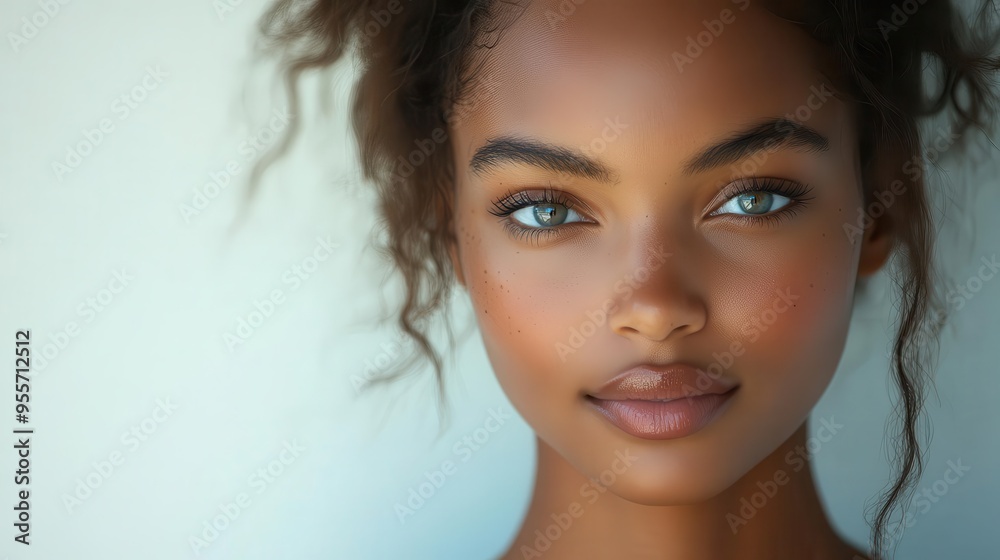 radiant portrait of a diverse young woman with flawless skin illuminated by soft diffused light against a pure white backdrop exuding natural beauty and quiet confidence radiant portrait of a diverse young woman with flawless skin illuminated by soft diffused light against a pure white backdrop exuding natural beauty and quiet confidence