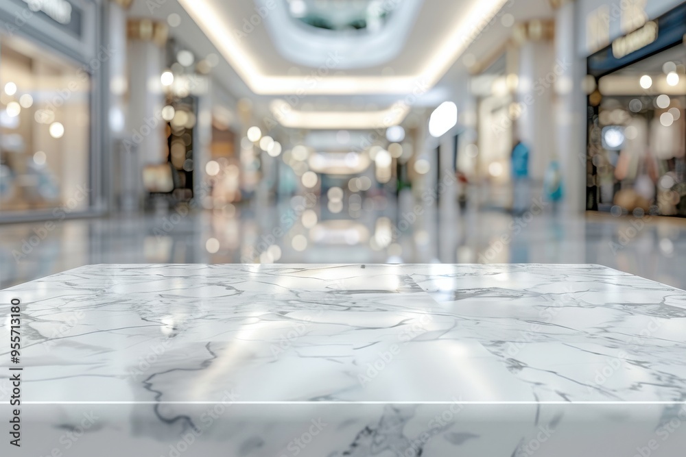 A white marble table with a blurry background A white marble table with a blurry background